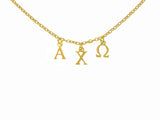 Alpha Chi Omega Choker Dangle Necklace  Gold Filled