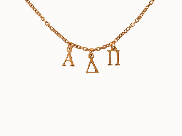 Alpha Delta Pi Choker Dangle Necklace Rose Gold Filled