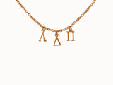Alpha Delta Pi Choker Dangle Necklace Rose Gold Filled
