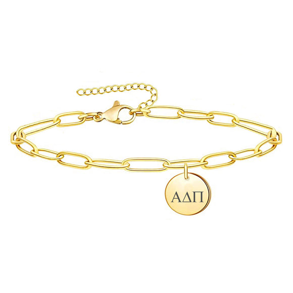 Alpha Delta Pi Paperclip Bracelet Gold Filled