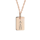 Alpha Delta Pi Mini Dog Tag Necklace Rose Gold Filled