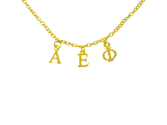 Alpha Epsilon Phi Choker Dangle Necklace Gold Filled
