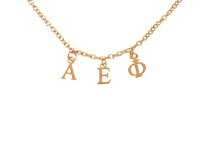 Alpha Epsilon Phi Choker Dangle Necklace Rose Gold Filled