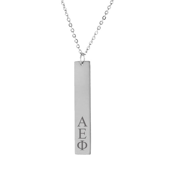 Alpha Epsilon Phi Vertical Bar Necklace Stainless Steel