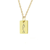 Alpha Gamma Delta Mini Dog Tag Necklace Gold Filled