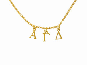 Alpha Gamma Delta Choker Dangle Necklace Gold Filled