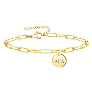 Alpha Gamma Delta Paperclip Bracelet Gold Filled
