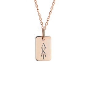 Alpha Kappa Psi Mini Dog Tag Necklace Rose Gold Filled