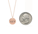 Alpha Kappa Psi Dainty Sorority Necklace Rose Gold Filled