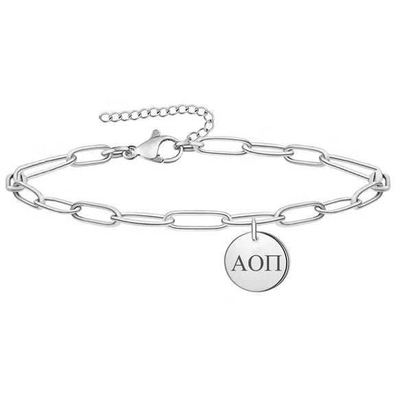 Alpha Omicron Pi Paperclip Bracelet Stainless Steel