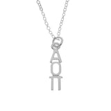 Alpha Omicron Pi Sorority Lavalier Necklace Silver Plated