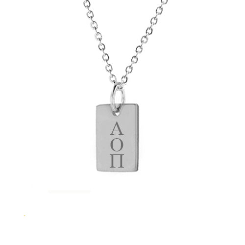 Alpha Omicron Pi Mini Dog Tag Necklace Stainless Steel