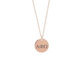Alpha Phi Omega Dainty Sorority Necklace Rose Gold Filled