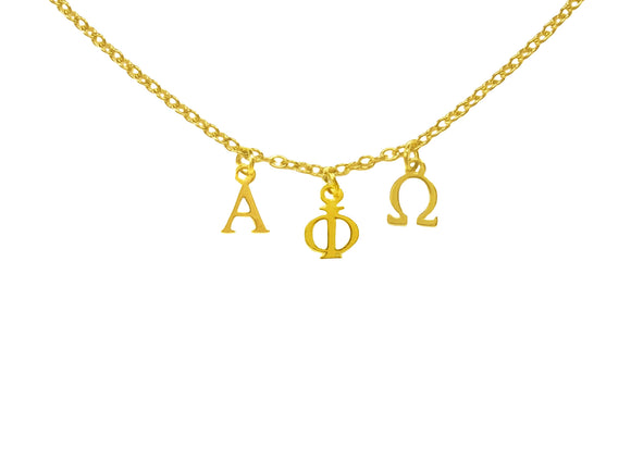 Alpha Phi Omega Choker Dangle Necklace Gold Filled
