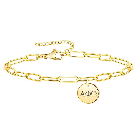 Alpha Phi Omega Paperclip Bracelet Gold Filled