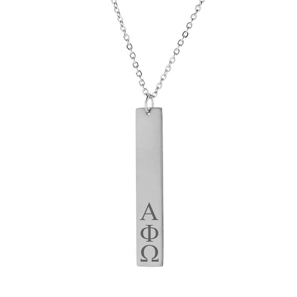 Alpha Phi Omega Vertical Bar Necklace Stainless Steel