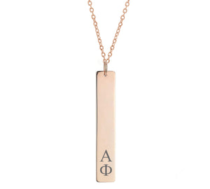 Alpha Phi Vertical Bar Necklace Rose Gold Filled