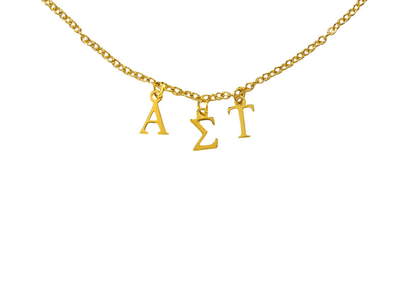 Alpha Sigma Tau Choker Dangle Necklace Gold Filled