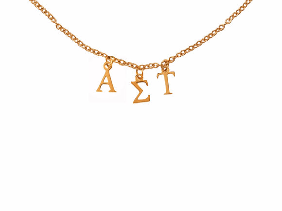 Alpha Sigma Tau Choker Dangle Necklace Rose Gold Filled