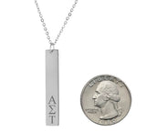 Alpha Sigma Tau Vertical Bar Necklace Stainless Steel