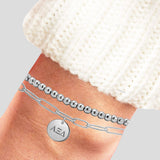Alpha Xi Delta Paperclip and Beaded Bracelet Stainless Steel