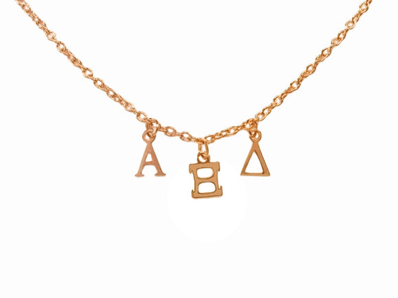 Alpha Xi Delta Choker Dangle Necklace Rose Gold Filled