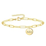 Alpha Xi Delta Paperclip Bracelet Gold Filled