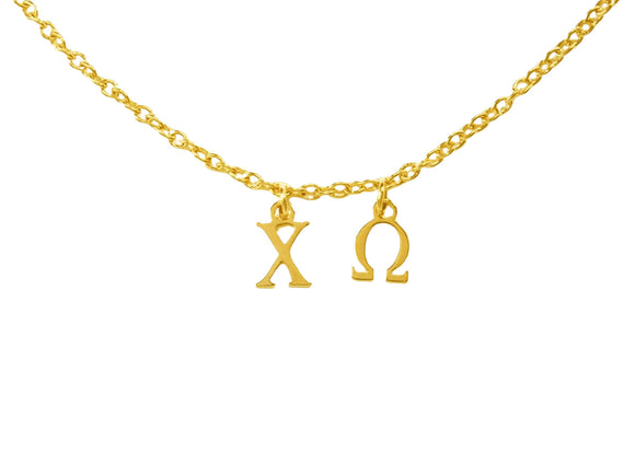 Chi Omega Choker Dangle Necklace Gold Filled