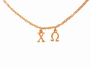 Chi Omega Choker Dangle Necklace Rose Gold Filled