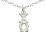 Chi Omega Sorority Lavalier Necklace Silver Plated