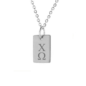 Chi Omega Mini Dog Tag Necklace Stainless Steel