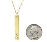 Chi Omega Vertical Bar Necklace Gold Filled