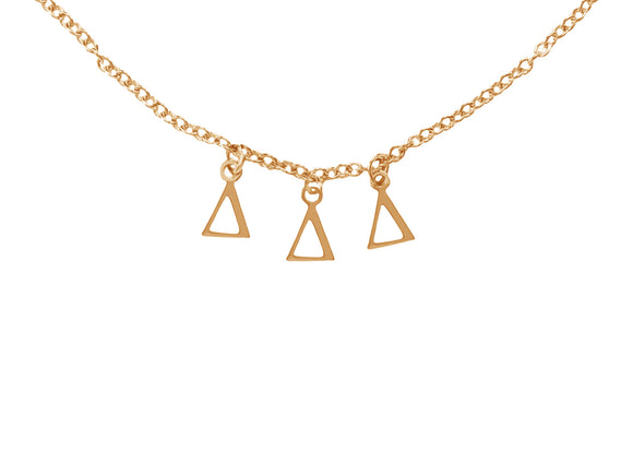 Tri Delta Delta Delta Choker Dangle Necklace Rose Gold Filled