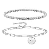 Delta Gamma Paperclip and Beaded Bracelet Stainless Steel