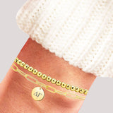 Delta Gamma Paperclip and Beaded Bracelet Gold Filled