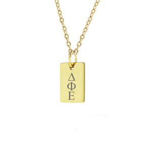 Delta Phi Epsilon Mini Dog Tag Necklace Gold Filled