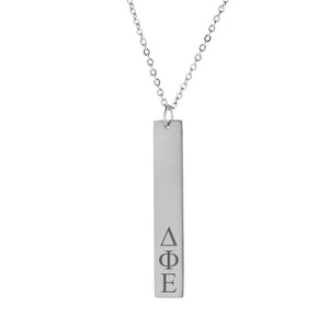 Delta Phi Epsilon Vertical Bar Necklace Stainless Steel