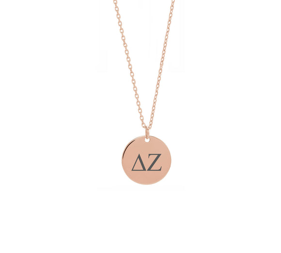 Delta Zeta Dainty Sorority Necklace Rose Gold Filled