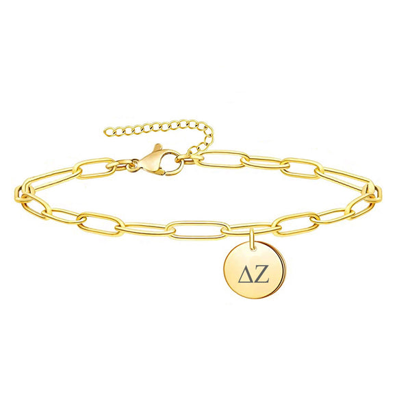 Delta Zeta Paperclip Bracelet Gold Filled