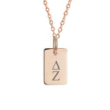 Delta Zeta Mini Dog Tag Necklace Rose Gold Filled