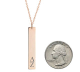 Delta Zeta Vertical Bar Necklace Rose Gold Filled