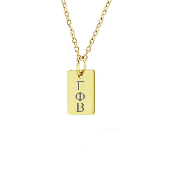 Gamma Phi Beta Mini Dog Tag Necklace Gold Filled