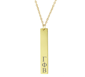 Gamma Phi Beta Vertical Bar Necklace Gold Filled