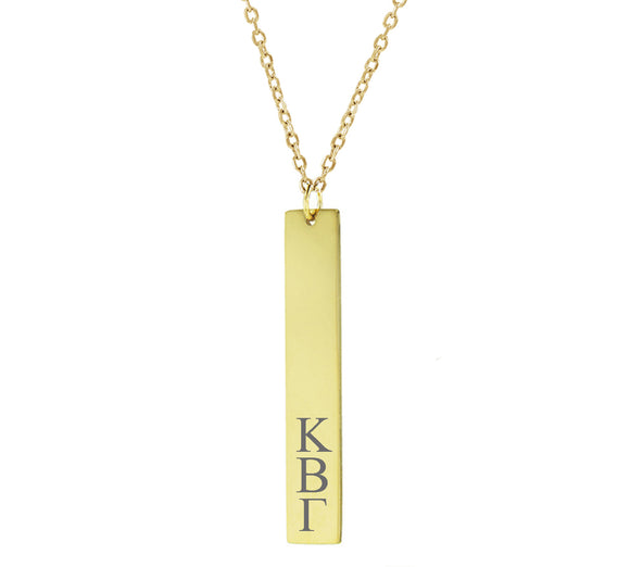 Kappa Beta Gamma Vertical Bar Necklace Gold Filled