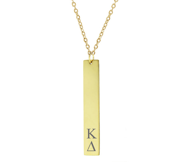 Kappa Delta Vertical Bar Necklace Gold Filled