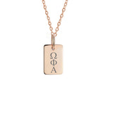 Omega Phi Alpha Mini Dog Tag Necklace Rose Gold Filled