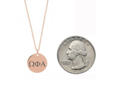 Omega Phi Alpha Dainty Sorority Necklace Rose Gold Filled