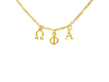 Omega Phi Alpha Choker Dangle Necklace Gold Filled