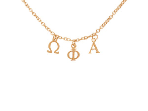Omega Phi Alpha Choker Dangle Necklace Rose Gold Filled