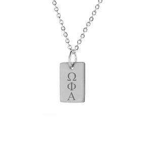Omega Phi Alpha Mini Dog Tag Necklace Stainless Steel